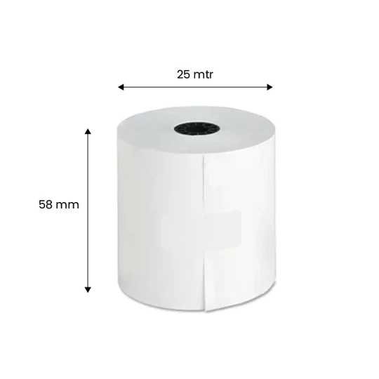Thermal Paper Rolls | Pack of 10 | 58mm x 25Mtr | 50 GSM - Image 2