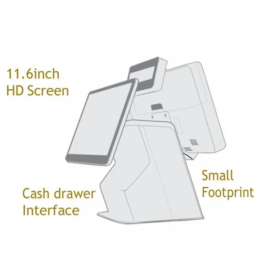 Android POS | SRK ADP415 |Android 11 | 15.6" Display & 11.6" Second Display | 4+16GB | 3inch inbuilt Printer | USB+LAN - Image 3